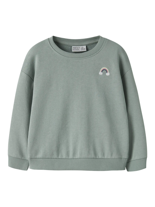 Name it: sweater green rainbow