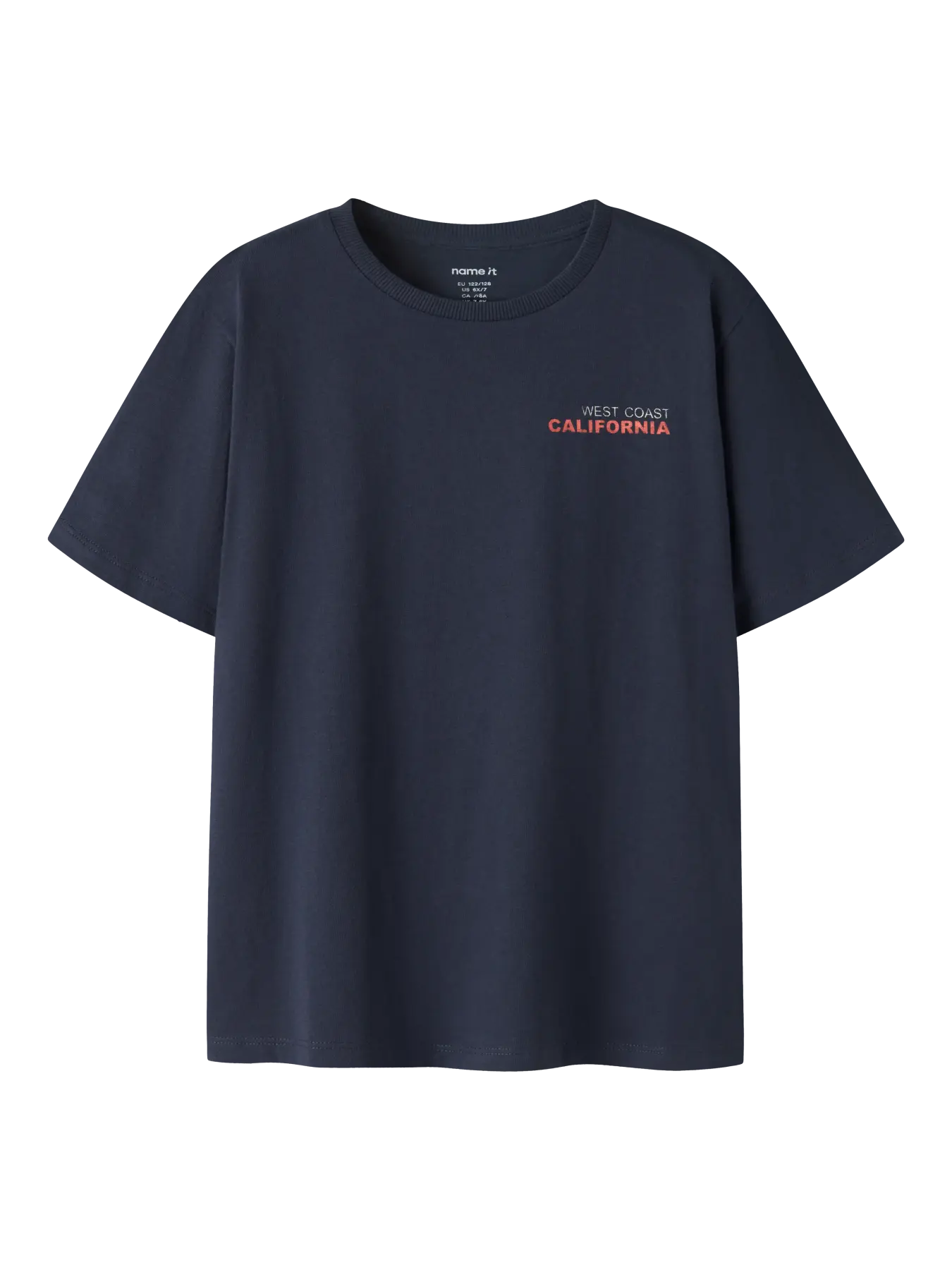 Name it: t-shirt navy with backprint "West coast"