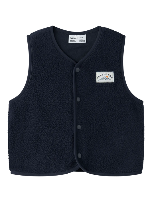 Name it: teddy vest donkerblauw