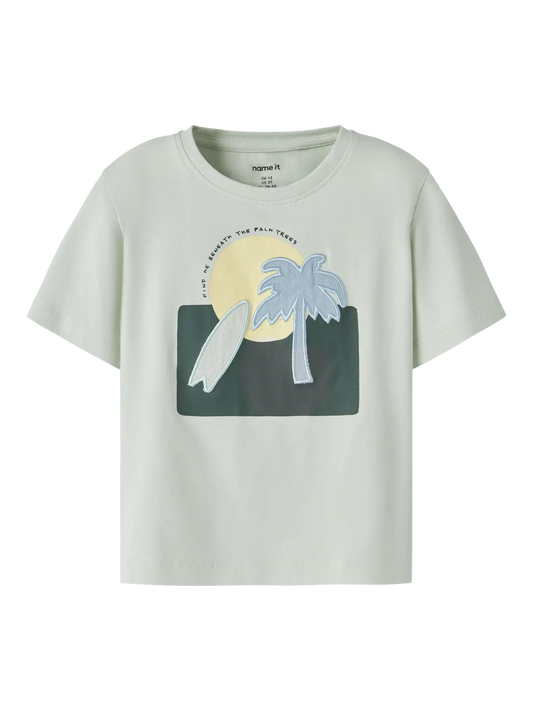 Name it: Shirt "Palmtree" pale aqua