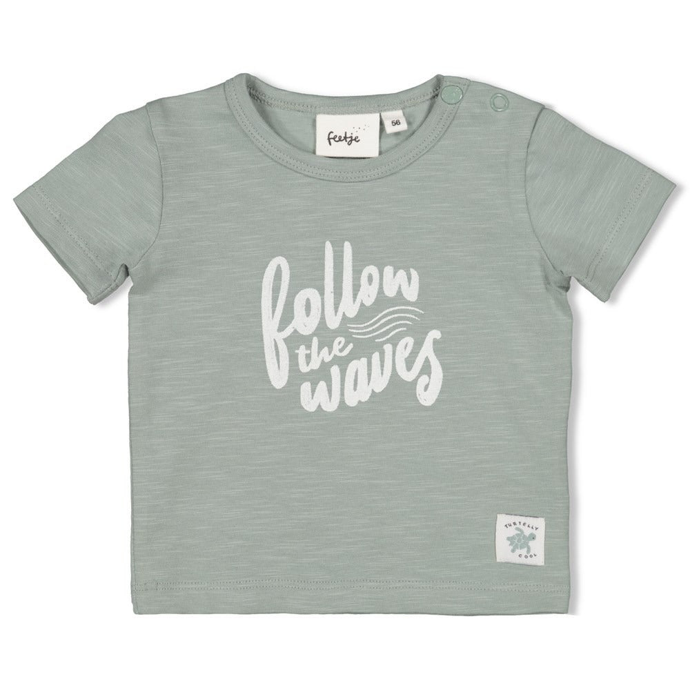 Feetje:Turtelly cool: shirt sea green "Follow"