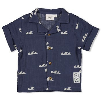 Feetje:summer woven: hemdje tetra navy golf