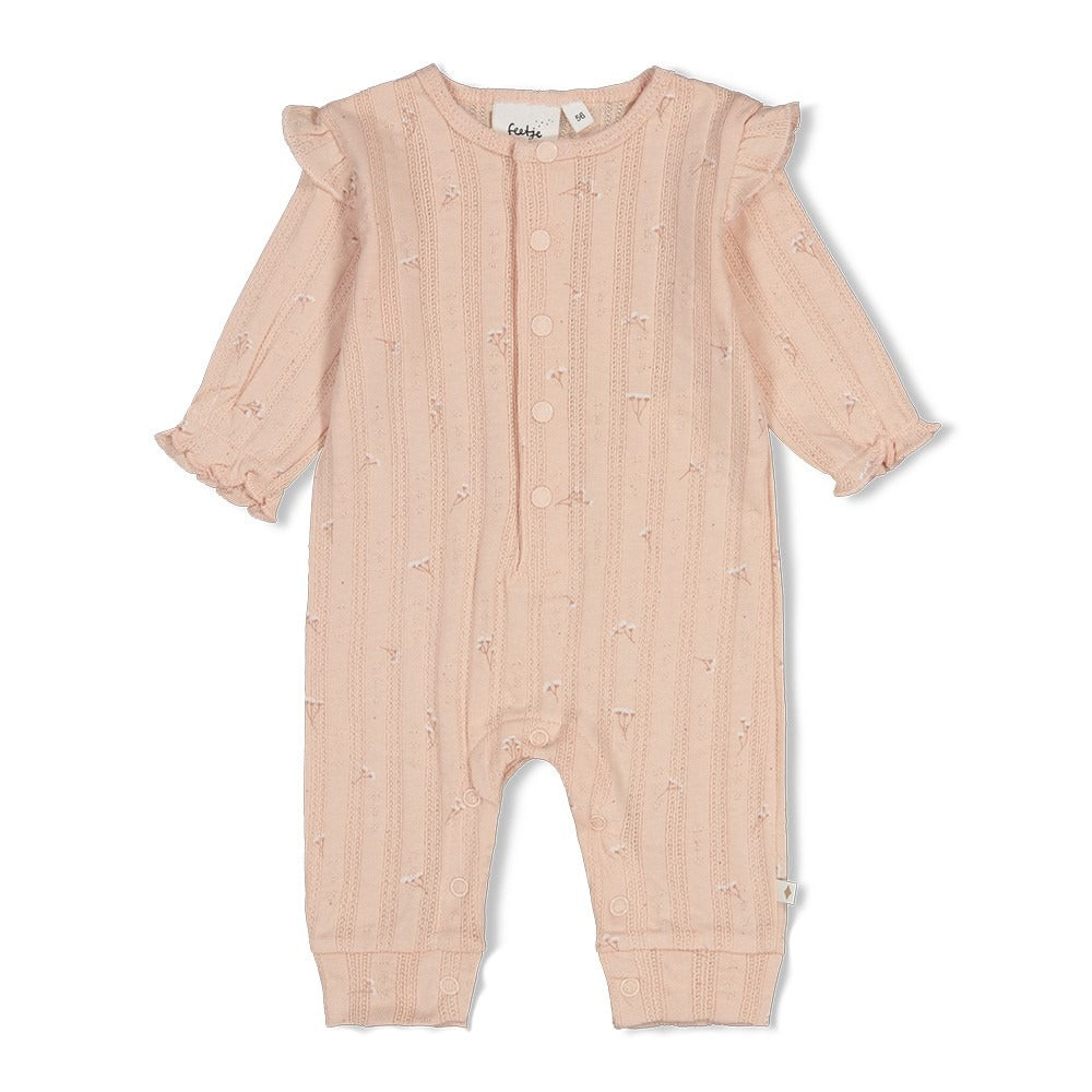 Feetje:Delicate flower: pak pointelle rib roze