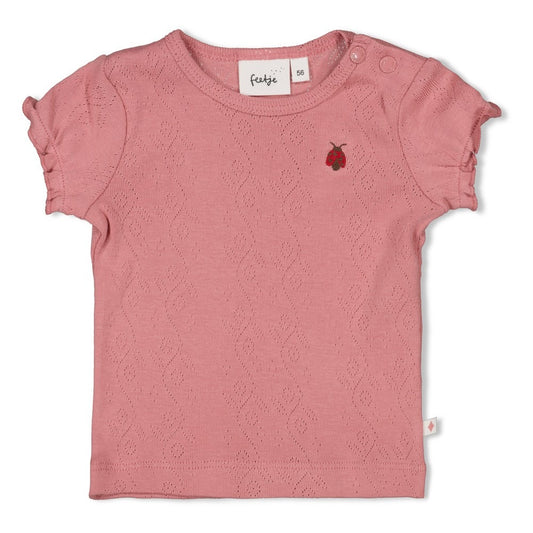 Feetje:Ladybug:shirt ajour rib roze