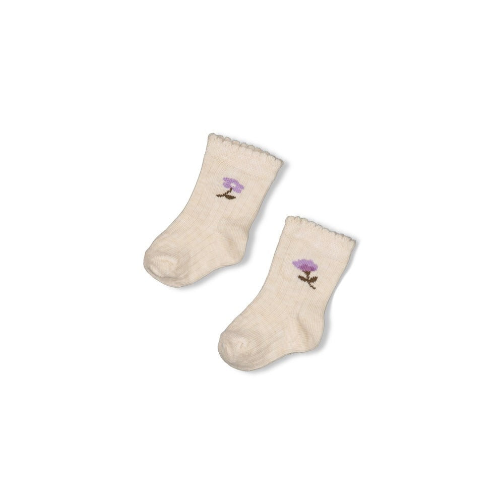Feetje: flower ranch: sokken offwhite melange