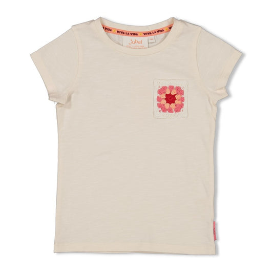 Jubel:Salsa Sunset: shirt offwhite zakje crochet