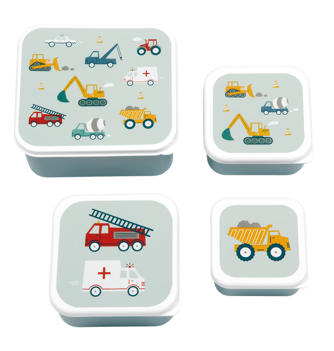 A Little Lovely Company: Lunch & snack box set: voertuigen