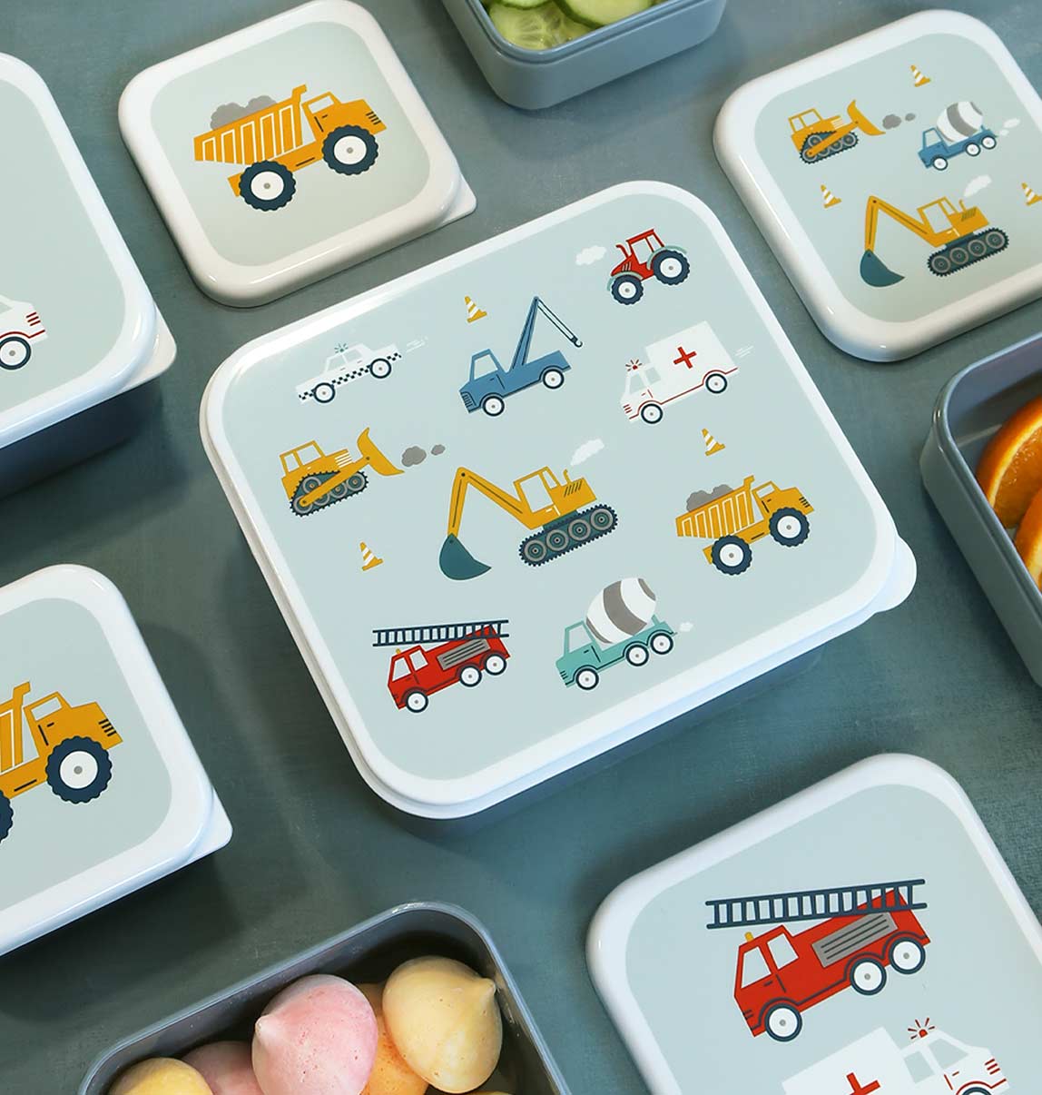 A Little Lovely Company: Lunch & snack box set: voertuigen