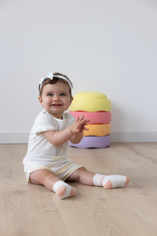 Feetje:Sunshine: short badstof streep