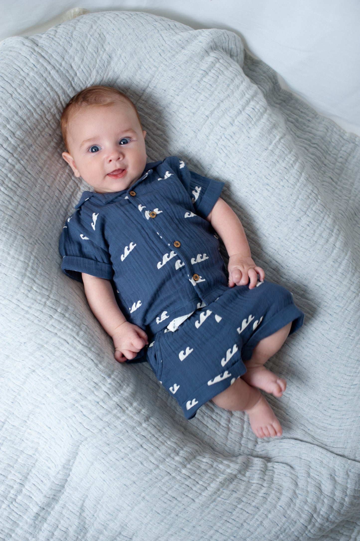 Feetje:summer woven: shortje tetra navy golf