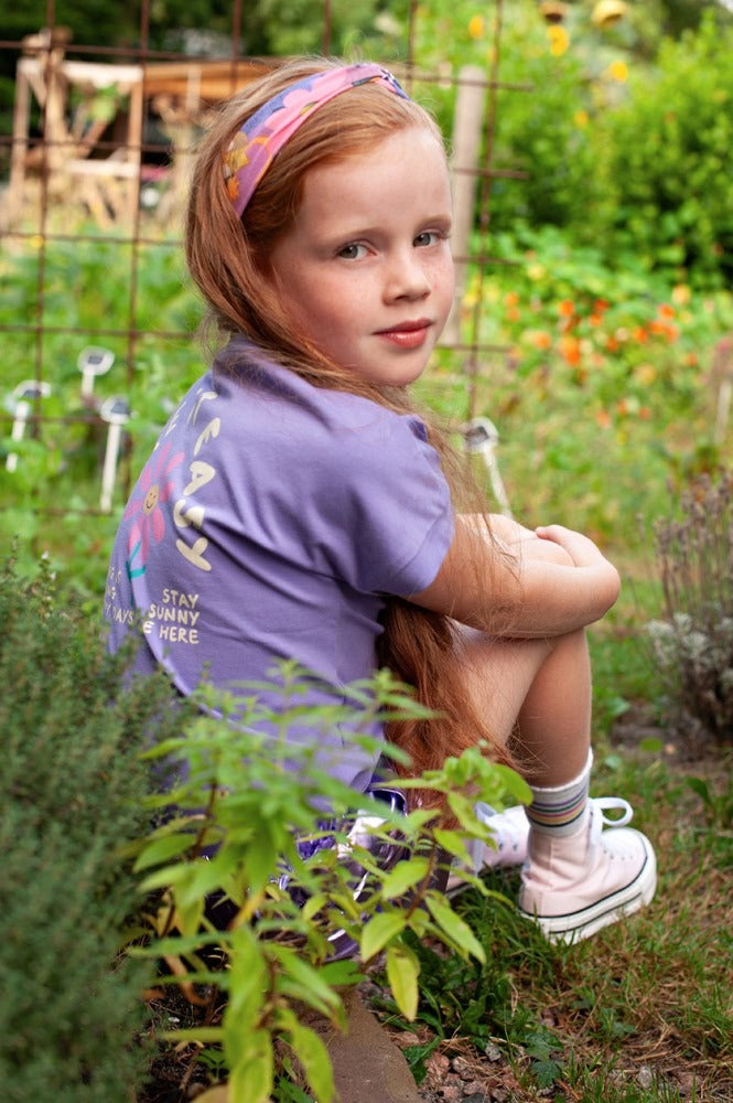 Jubel:Rolling into spring: Shirt purple with backprint