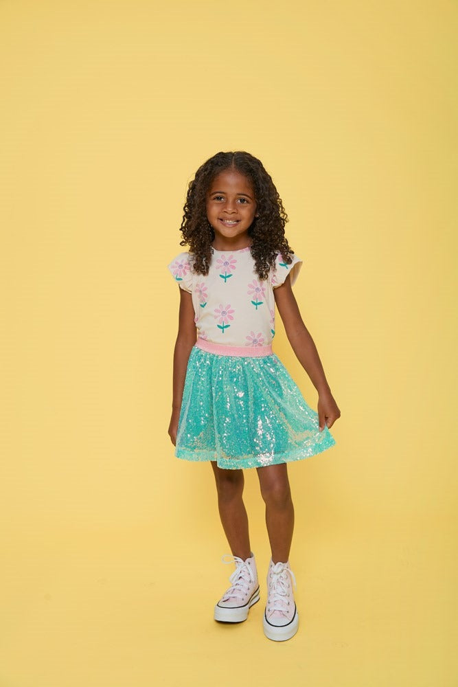 Jubel:Rolling into spring: pailettenrok groen