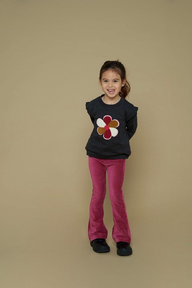 Jubel: Shine bright: flared broek velours rib violet