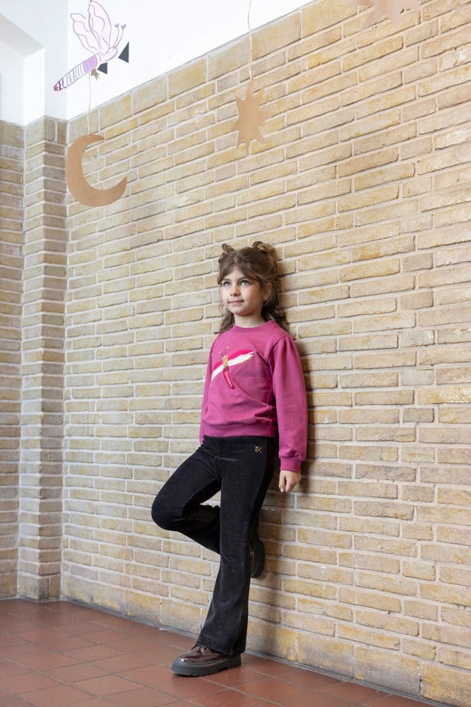 Jubel: Shine bright: flared broek velours rib