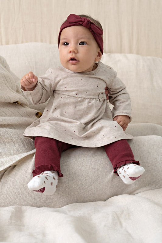 Feetje: My Little love: dress AOP taupe melange