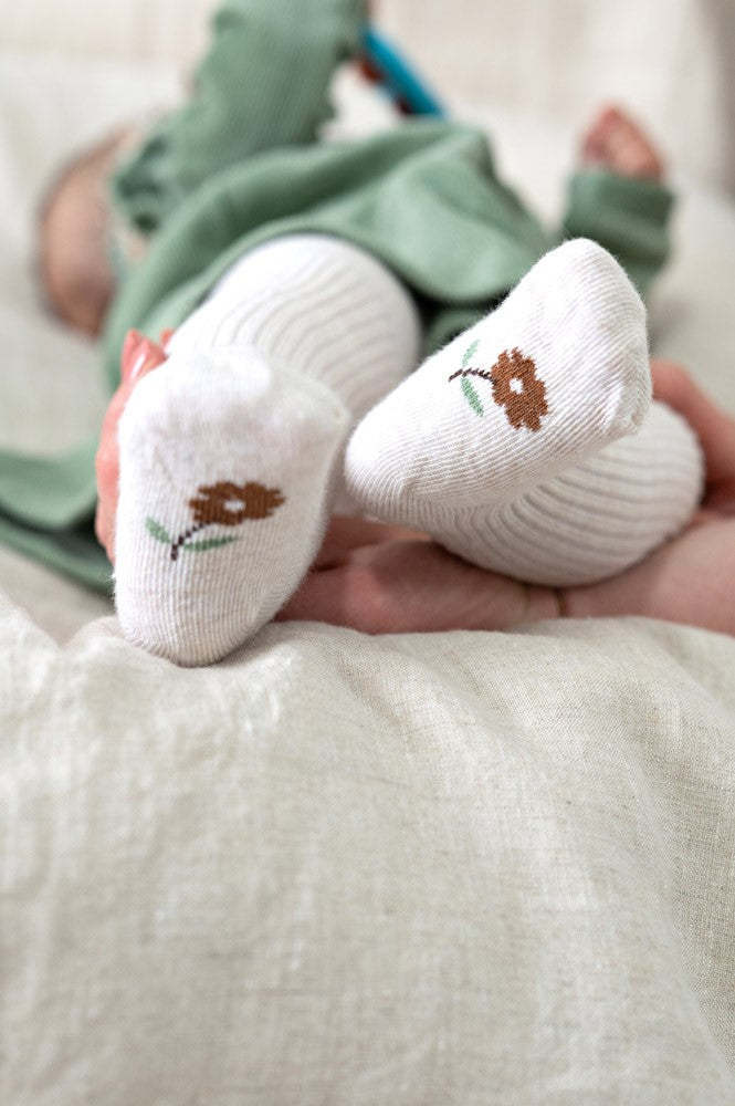 Feetje: Lucky bloombird: Broekkousen offwhite melange