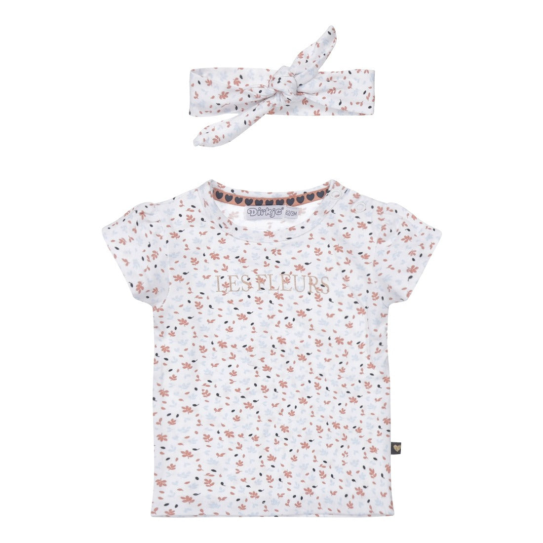 Dirkje: shirt blad " Les fleurs" + haarband