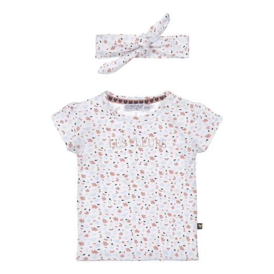 Dirkje: shirt blad " Les fleurs" + haarband