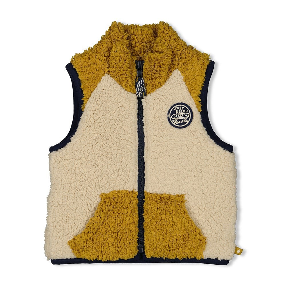 Feetje:Keep rolling: teddy vest offwhite