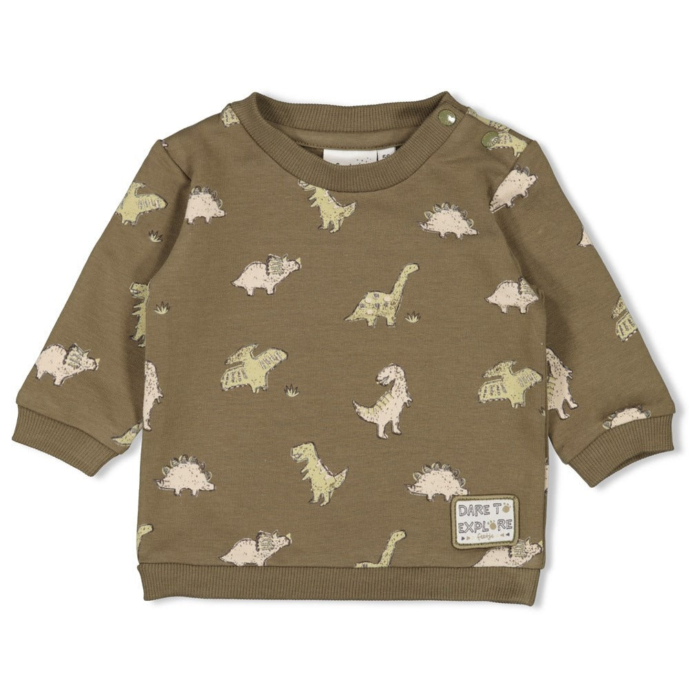 Feetje: Rawrsome: sweater olive dino