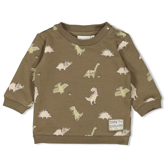 Feetje: Rawrsome: sweater olive dino