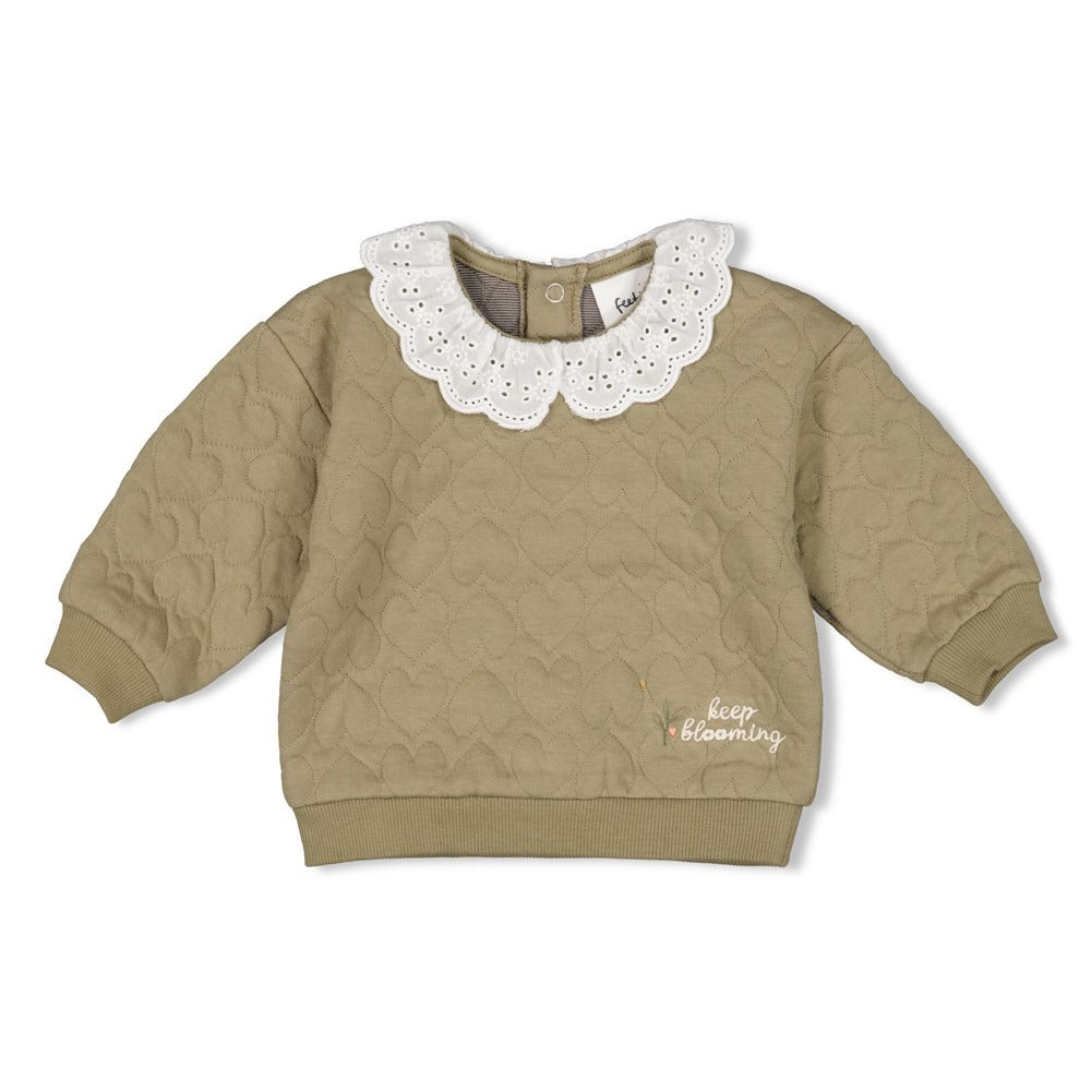 Feetje:Fields of green: sweater green met kraag