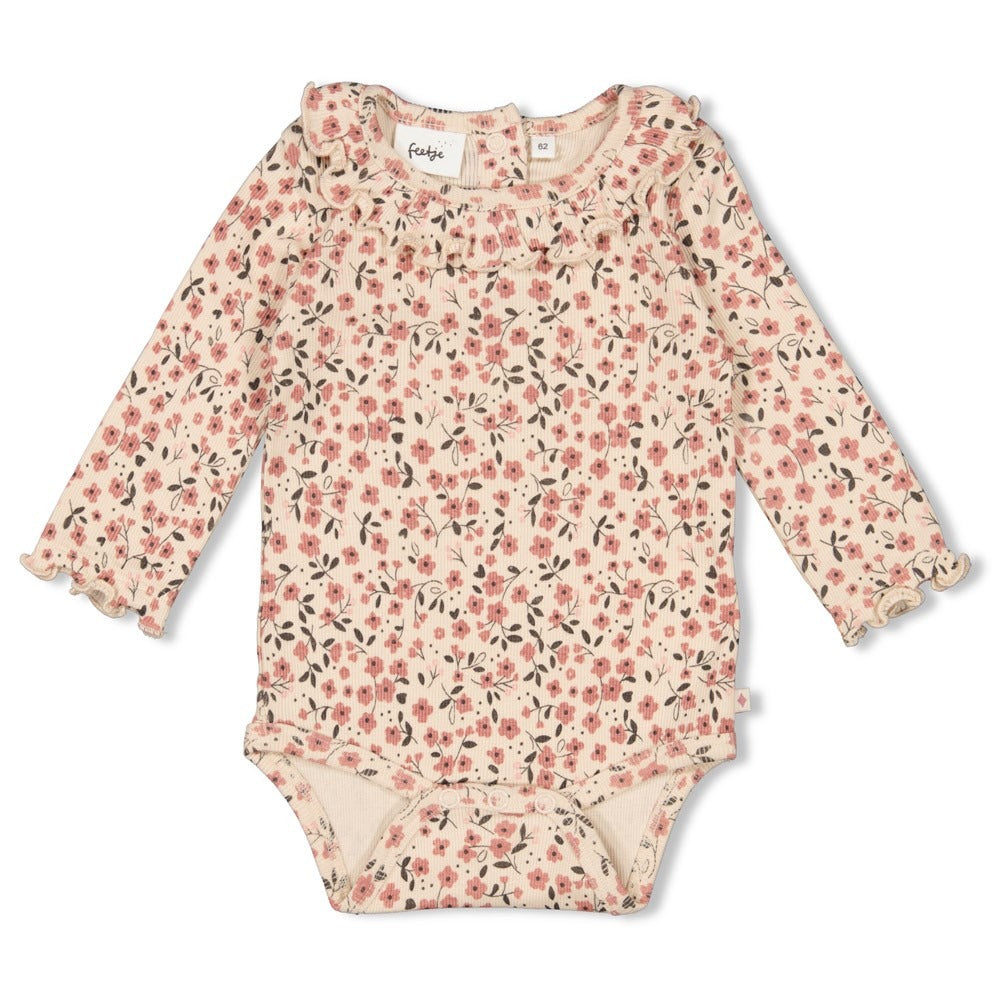 Feetje:Woodland bloom: romper rib offwhite