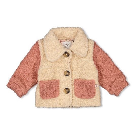 Feetje:Woodland bloom: jas bouclé offwhite