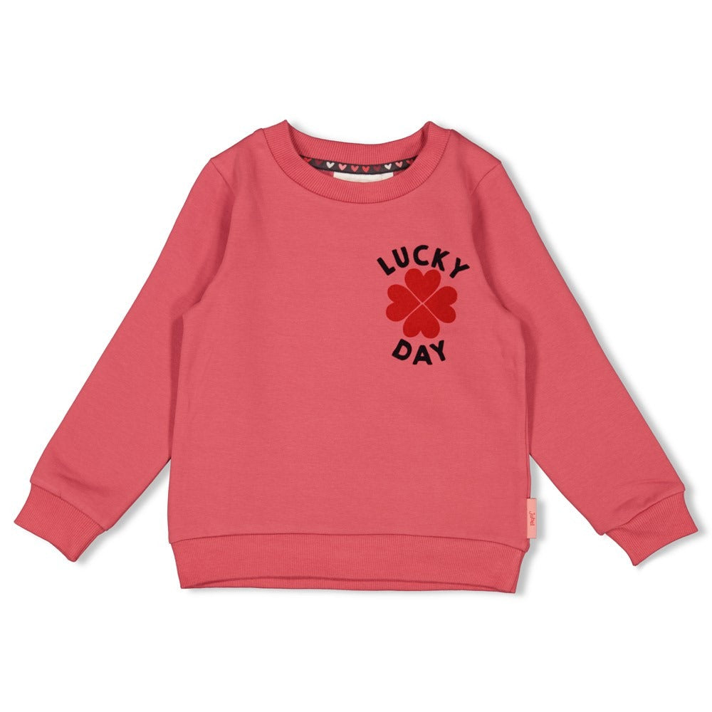 Jubel: Queen of hearts: sweater roze with backprint
