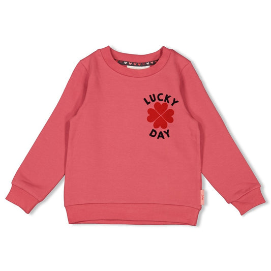 Jubel: Queen of hearts: sweater roze with backprint