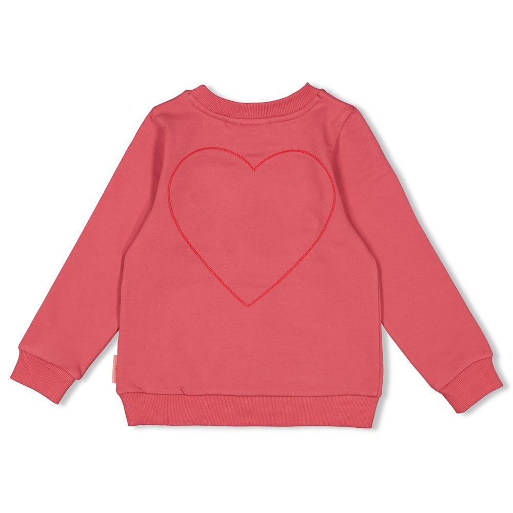 Jubel: Queen of hearts: sweater roze with backprint