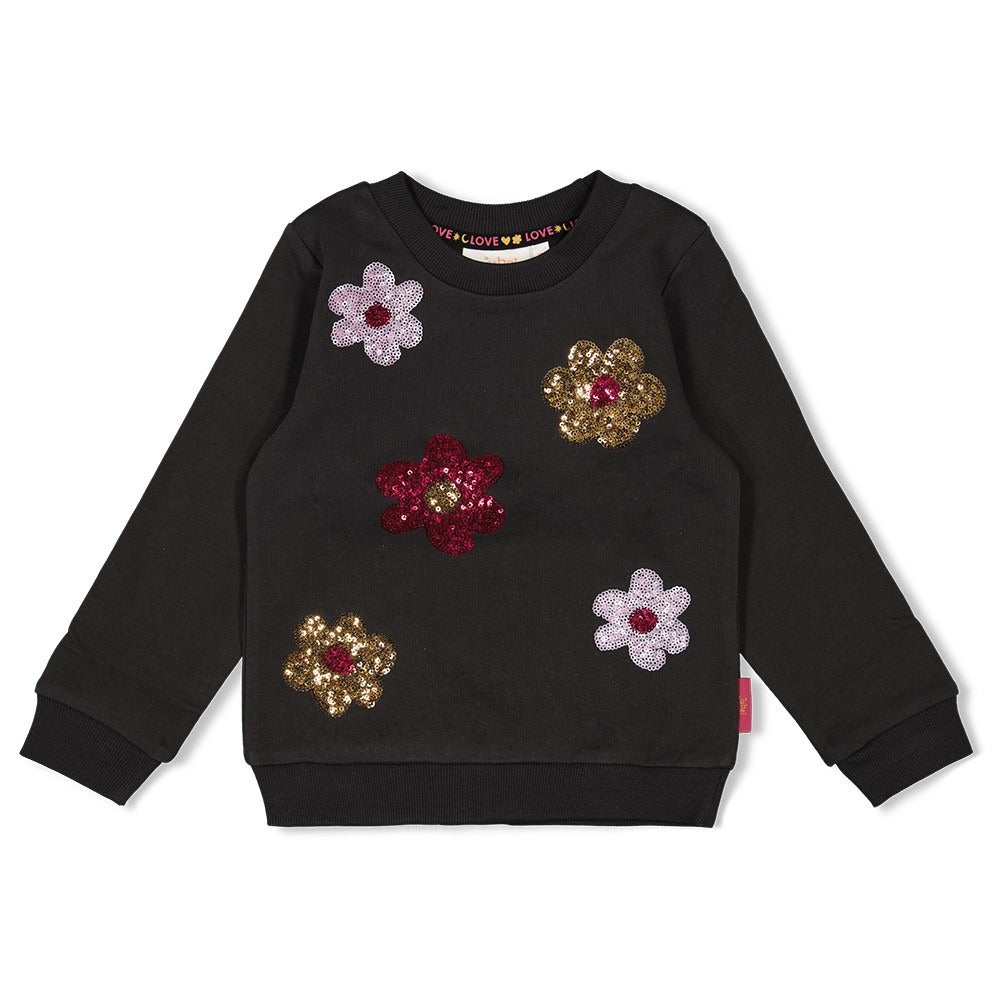 Jubel: Shine bright: sweater bloemen pailleten