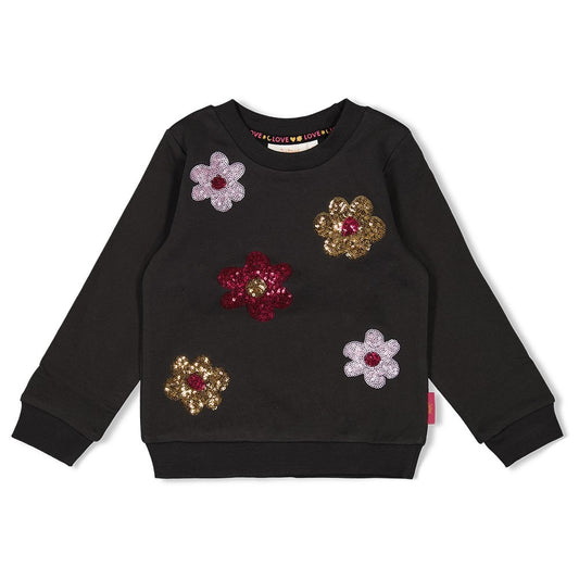 Jubel: Shine bright: sweater bloemen pailleten