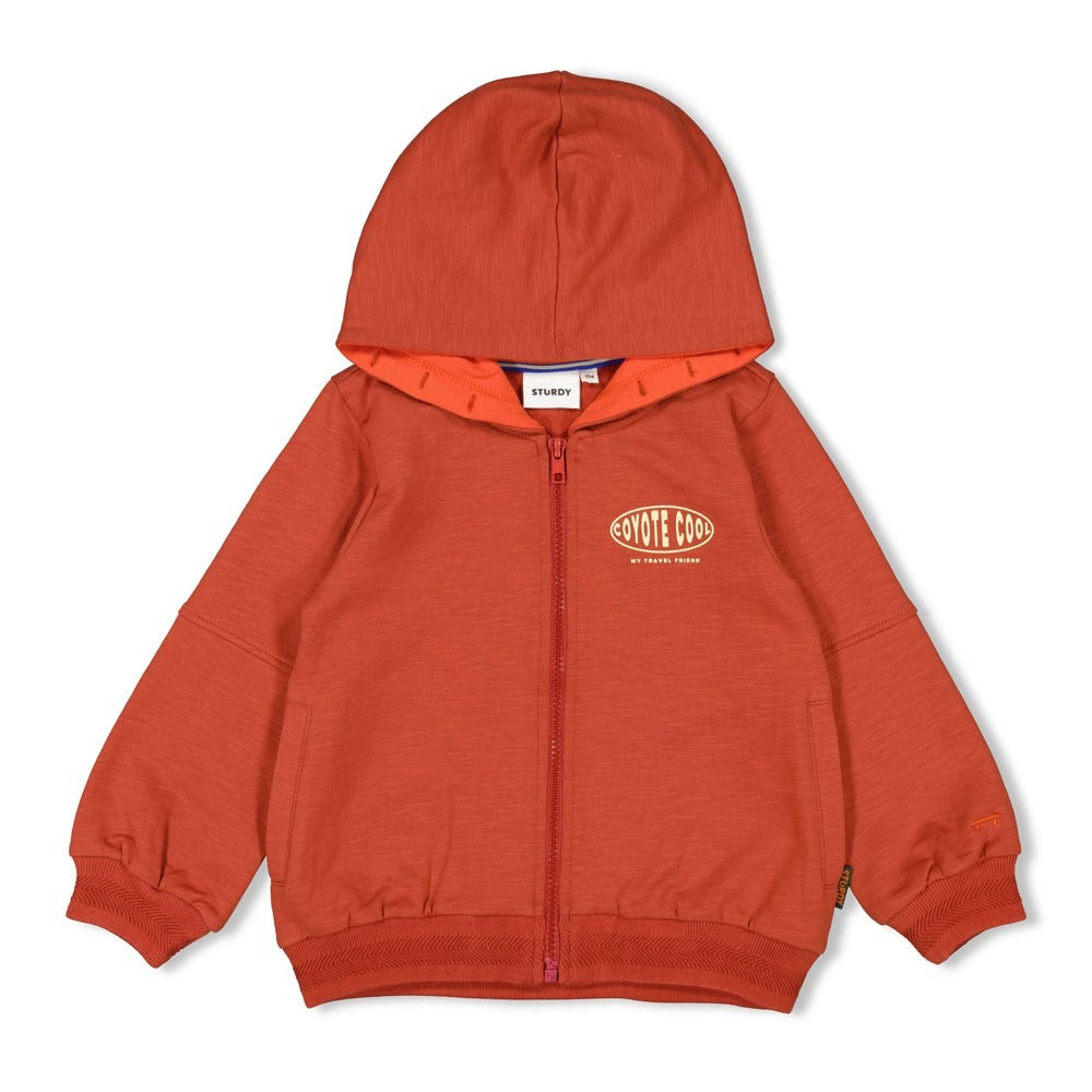 Sturdy: Chasing Trails:sweatvest met capuchon with backprint