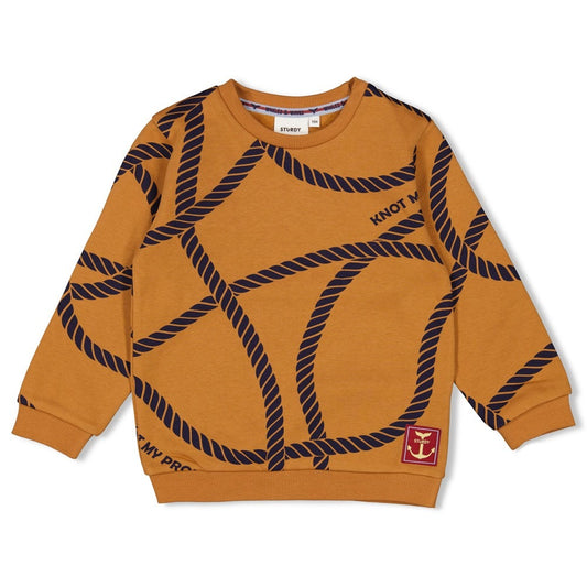 Sturdy: Whales en Waves: sweater hazelnoot