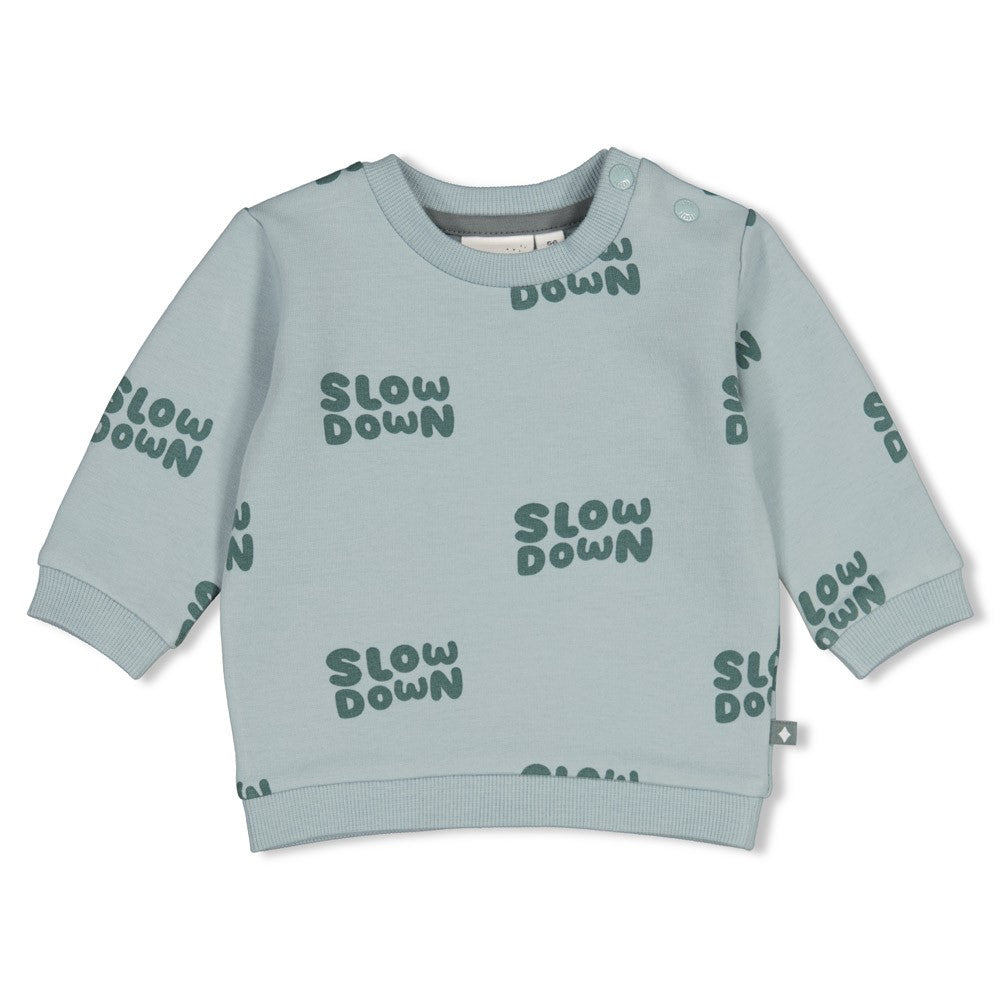 Feetje: Beep beep: sweater mint "Slow down"