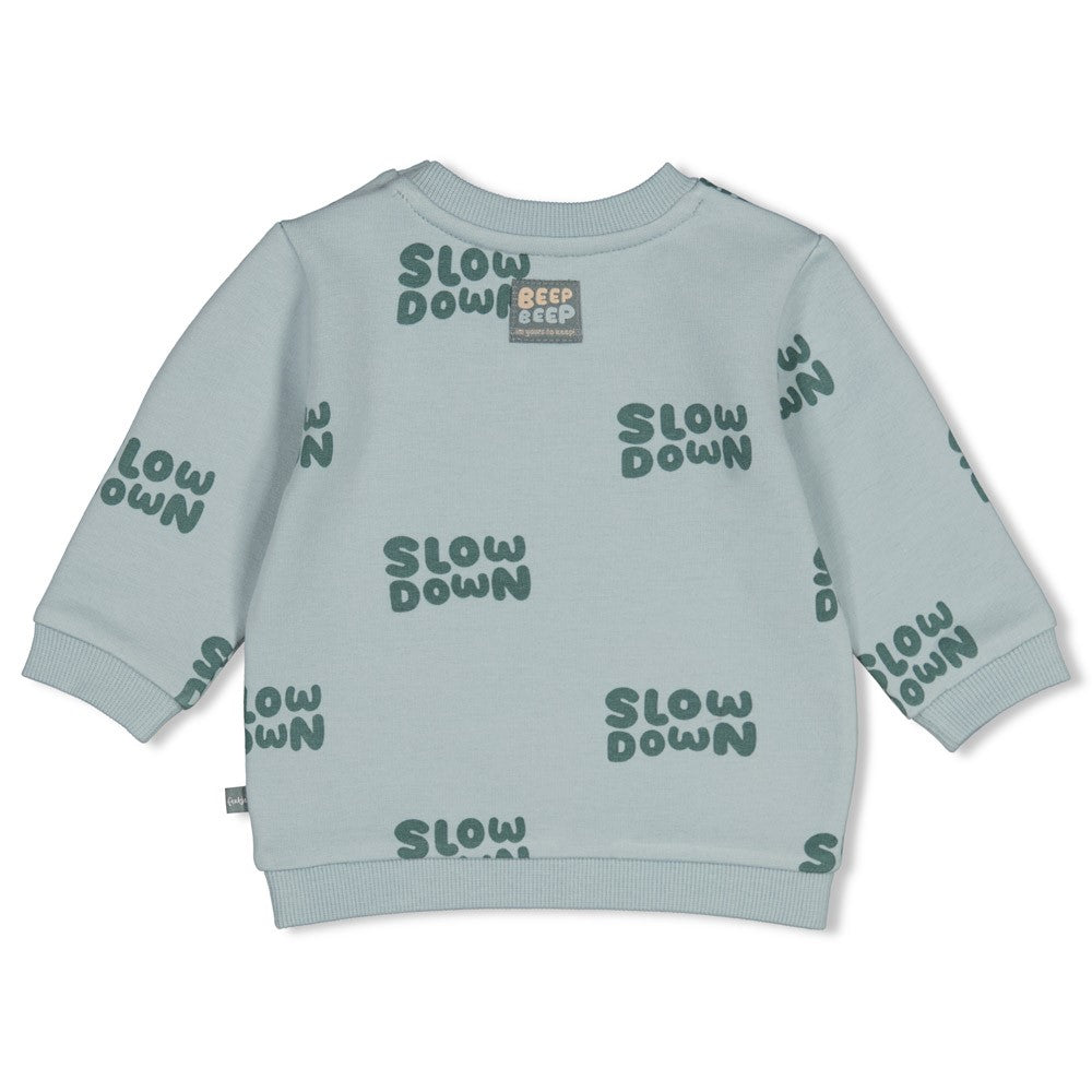 Feetje: Beep beep: sweater mint "Slow down"