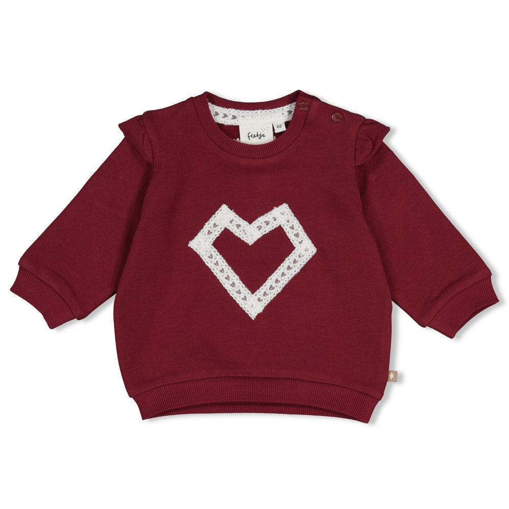 Feetje: My little love: sweater haert bordaux