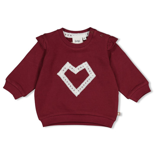 Feetje: My little love: sweater haert bordaux
