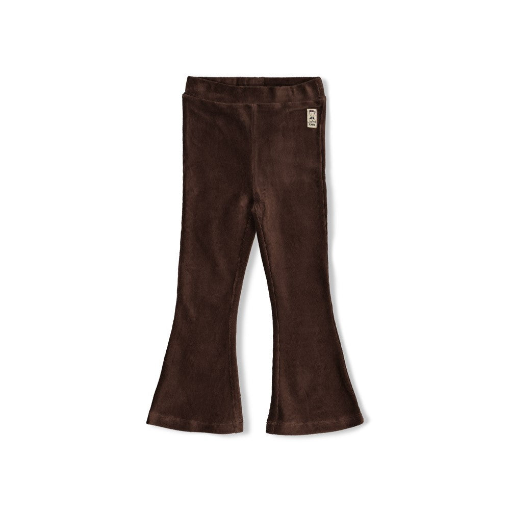 Jubel: City Chic: Flared broek velours rib brown