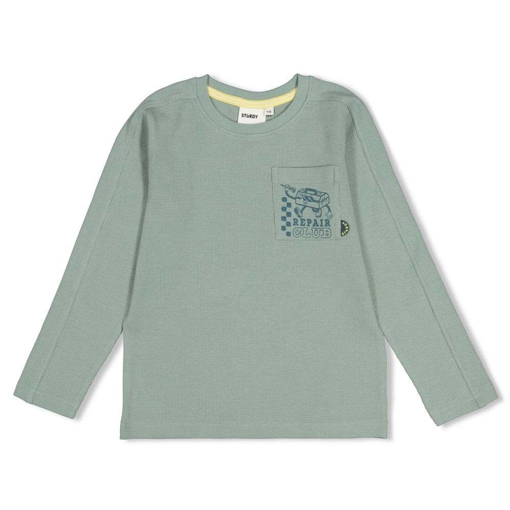 Sturdy:Fix it: longsleeve wafelstructuur jade groen