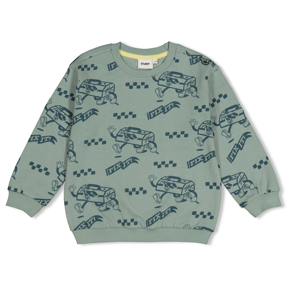 Sturdy:Fix it: sweater oversized AOP jade green