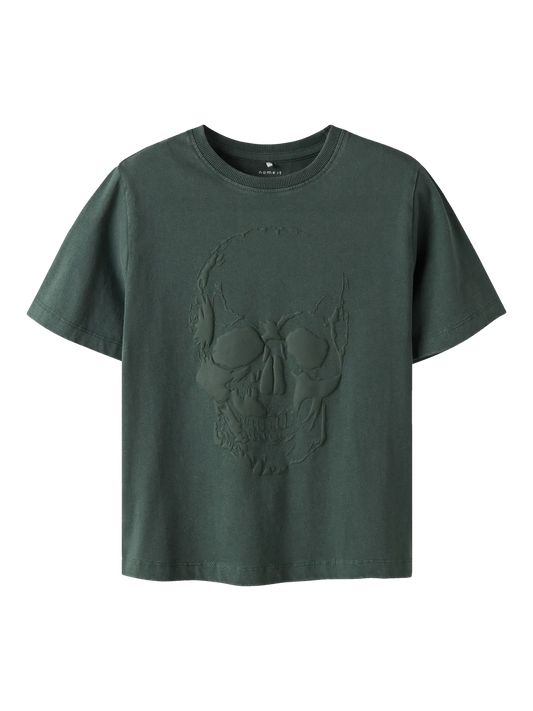 Name it: t-shirt loose fit scull green