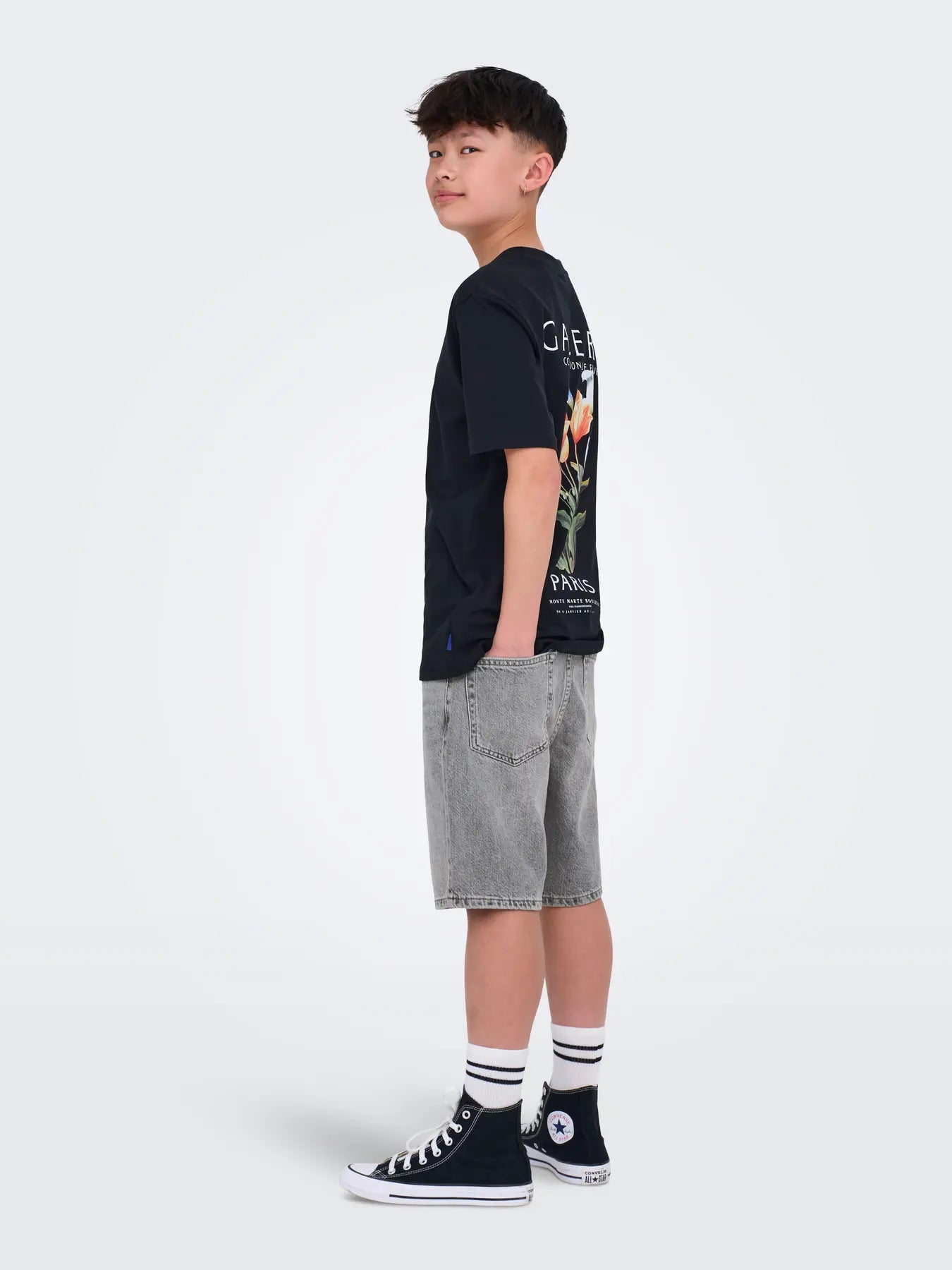Only & Sons: baggy short:Medium grey denim