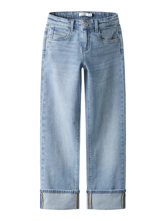 Name it: ISA : Straight fold jeans: light blue denim