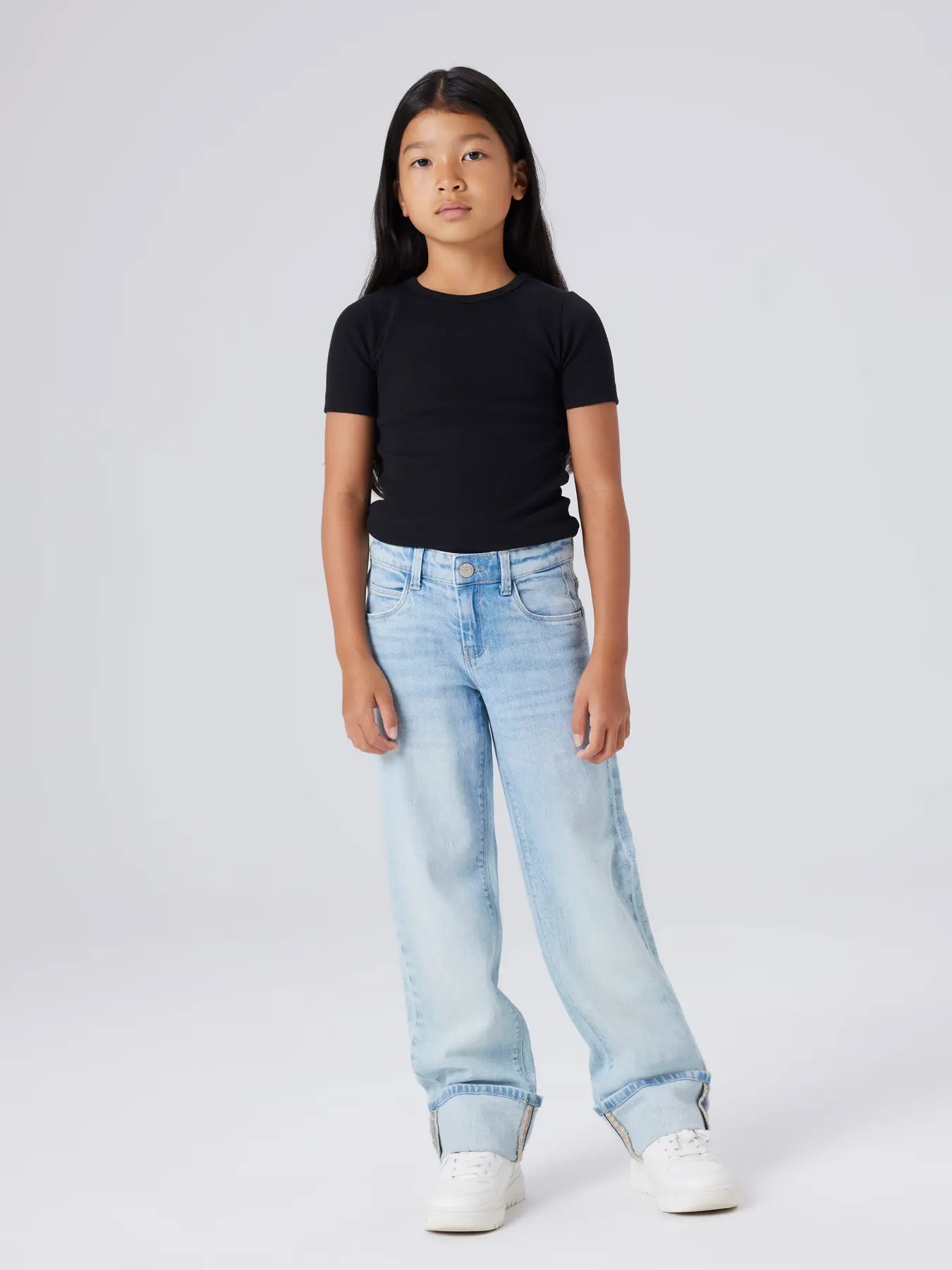 Name it: ISA : Straight fold jeans: light blue denim
