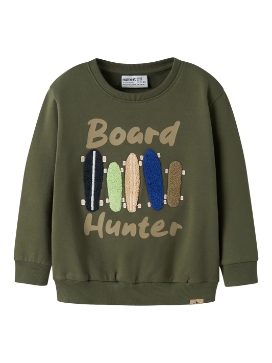 Name it: sweater " board hunter" green