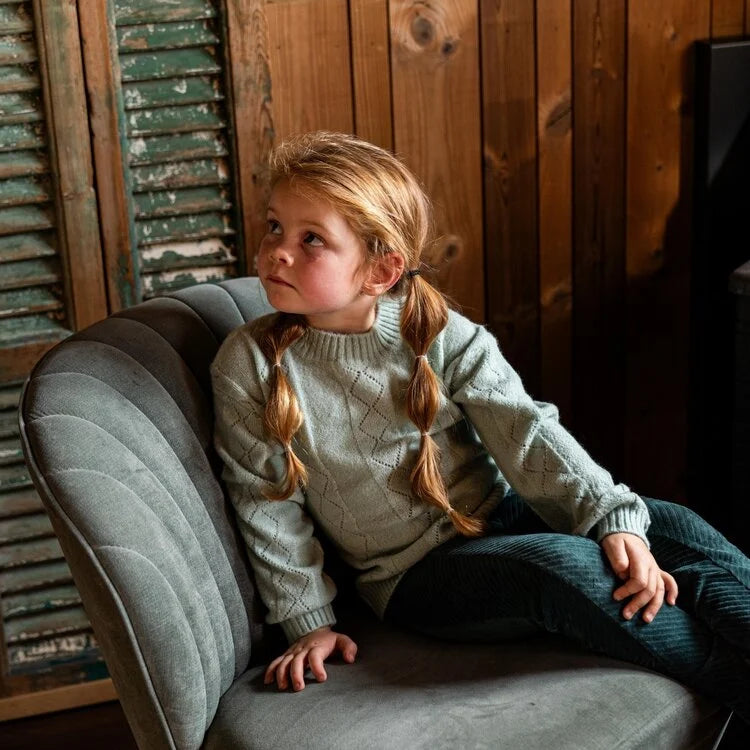 Koko Noko: sweater trui lichtgroen fijn gebreid
