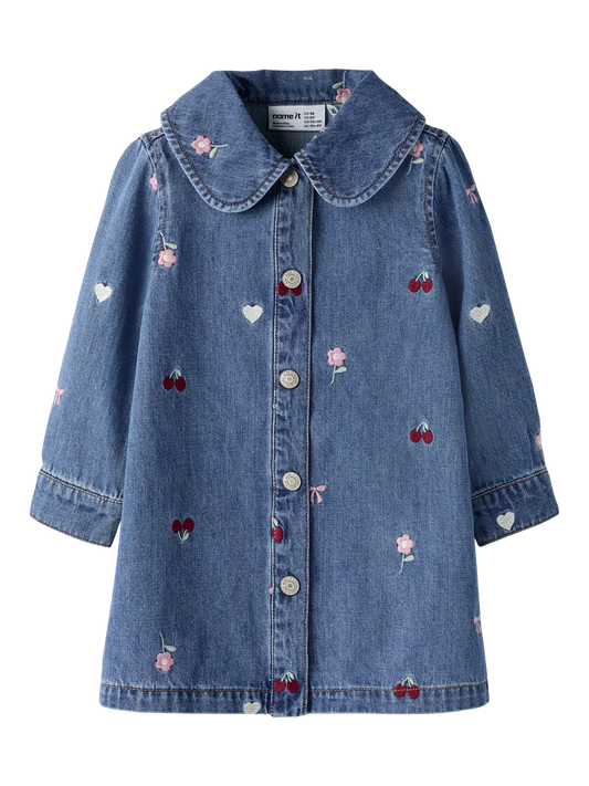 Name it: soepel jeans kleed kersen