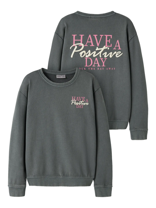Name it: Sweater "Positive day" grey